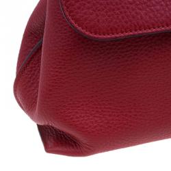 Pre Owned Gucci Red Leather Medium Bamboo Daily Top Handle Bag