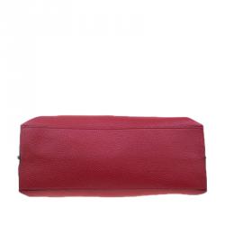Pre Owned Gucci Red Leather Medium Bamboo Daily Top Handle Bag
