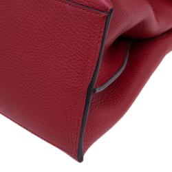 Pre Owned Gucci Red Leather Medium Bamboo Daily Top Handle Bag
