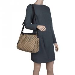 Pre Owned Gucci Beige/Ebony GG Canvas Medium Sukey Messenger Bag