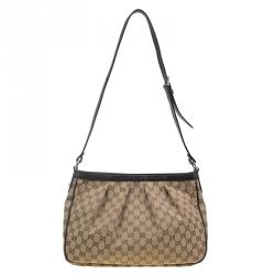 Pre Owned Gucci Beige/Ebony GG Canvas Medium Sukey Messenger Bag