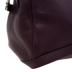 Pre Owned Gucci Burgundy Pebbled Leather Medium Bamboo Boston Bag
