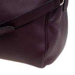 Pre Owned Gucci Burgundy Pebbled Leather Medium Bamboo Boston Bag