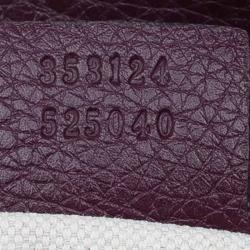 Pre Owned Gucci Burgundy Pebbled Leather Medium Bamboo Boston Bag