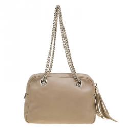 مملوكة مسبقًا حقيبة كتف غوتشي سوهو جلد بيج متوسطة بسلسلة