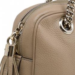 مملوكة مسبقًا حقيبة كتف غوتشي سوهو جلد بيج متوسطة بسلسلة