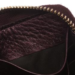 Pre Owned محفظة غوتشي سوهو جلد ميتاليك عنابي بسحاب ملتف