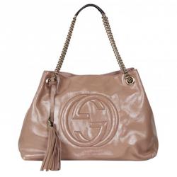 Pre Owned Gucci Pink Leather Medium Soho Shoulder Bag
