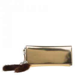 Pre Owned حقيبة غوتشي تاسيل جلد لامع ذهبية