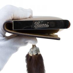 Pre Owned حقيبة غوتشي تاسيل جلد لامع ذهبية