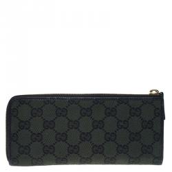 Gucci Green Guccissima Canvas Zip Around Wallet