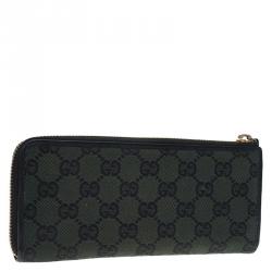 Gucci Green Guccissima Canvas Zip Around Wallet