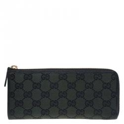 Gucci Green Guccissima Canvas Zip Around Wallet