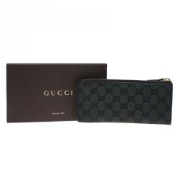 Gucci Green Guccissima Canvas Zip Around Wallet