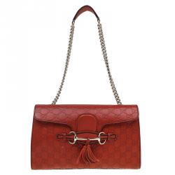 Pre Owned Gucci Brown Guccissima Leather Medium Emily Chain Shoulder Bag