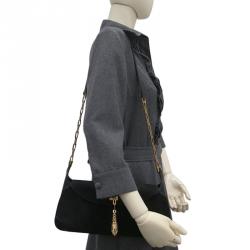 Pre Owned Gucci  Black Suede/Leather Shoulder Bag