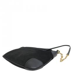 Pre Owned Gucci  Black Suede/Leather Shoulder Bag