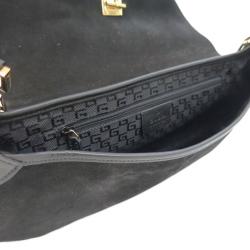 Pre Owned Gucci  Black Suede/Leather Shoulder Bag