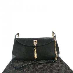 Pre Owned Gucci  Black Suede/Leather Shoulder Bag