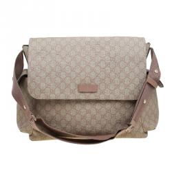 Pre Owned Gucci Beige GG Coated Canvas Diaper Messenger Bag