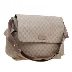 Pre Owned Gucci Beige GG Coated Canvas Diaper Messenger Bag