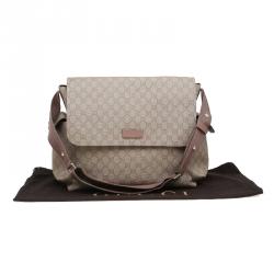 Pre Owned Gucci Beige GG Coated Canvas Diaper Messenger Bag