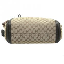 Pre Owned Gucci Beige/Ebony GG Canvas Bella Top Handle Bag