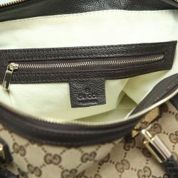 Pre Owned Gucci Beige/Ebony GG Canvas Bella Top Handle Bag