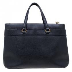 Pre Owned Gucci Black Leather Bright Bit Jasmine Top Handle Bag
