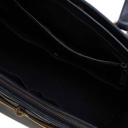 Pre Owned Gucci Black Leather Bright Bit Jasmine Top Handle Bag