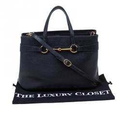 Pre Owned Gucci Black Leather Bright Bit Jasmine Top Handle Bag