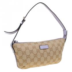 Pre Owned Gucci Beige/Lilac GG Canvas Pochette Bag
