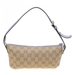 Pre Owned Gucci Beige/Lilac GG Canvas Pochette Bag
