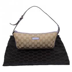 Pre Owned Gucci Beige/Lilac GG Canvas Pochette Bag
