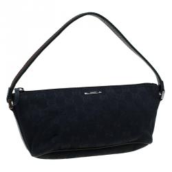 Pre Owned Gucci Black GG Canvas Banana Boat Pouch