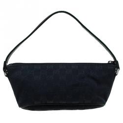 Pre Owned Gucci Black GG Canvas Banana Boat Pouch