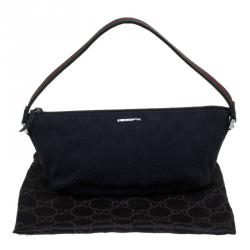 Pre Owned Gucci Black GG Canvas Banana Boat Pouch