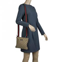Pre Owned Gucci Beige GG Canvas Small Vintage Web Messenger Bag