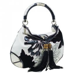 Pre Owned حقيبة غوتشي أبليك إندي هوبو جلد أبيض إصدار محدود