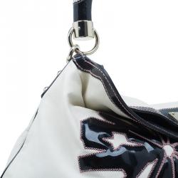 Pre Owned حقيبة غوتشي أبليك إندي هوبو جلد أبيض إصدار محدود