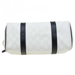 Pre Owned حقيبة غوتشي جوي بوسطن صغيرة كانفاس مقوى GG بيضاء/ سوداء