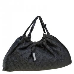Pre Owned حقيبة غوتشي كانفاس GG سوداء برباط