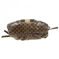 Pre Owned Gucci Beige/Ebony GG Crystal Coated Canvas Gucci by Gucci Hobo