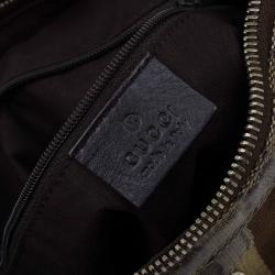 Pre Owned Gucci Beige/Ebony GG Crystal Coated Canvas Gucci by Gucci Hobo