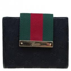 Gucci Black GG Canvas Web Logo Wallet