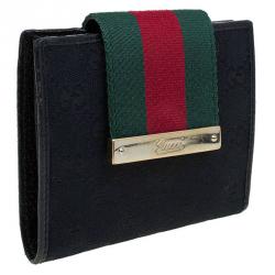 Gucci Black GG Canvas Web Logo Wallet