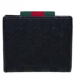 Gucci Black GG Canvas Web Logo Wallet