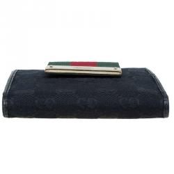 Gucci Black GG Canvas Web Logo Wallet