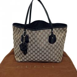 Pre Owned Gucci Beige/Black GG Canvas Shopper Tote