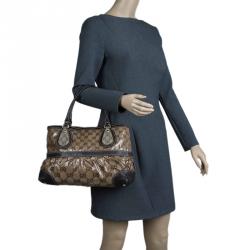 Pre Owned حقيبة يد غوتشي ميكس كانفاس مقوى كريستال GG عاجية/ بنية